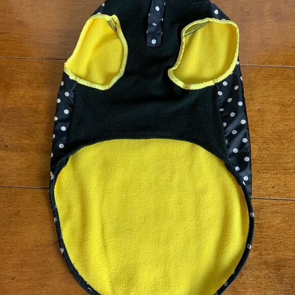 Black & white polkadot puppy jacket fleece size M - Picture 3 of 5